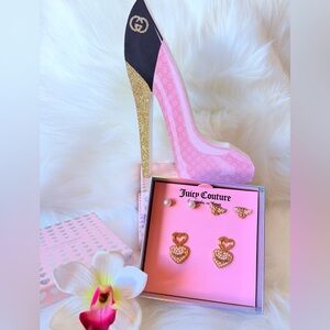 Juicy Couture Pink and Gold 3 pair Earrings set